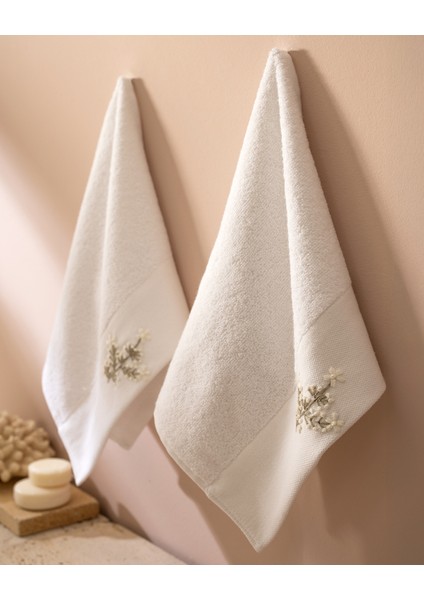 Opal Nakışlı %100 Pamuk 2'li El Havlusu - Beyaz - 30X45 cm fiyatları