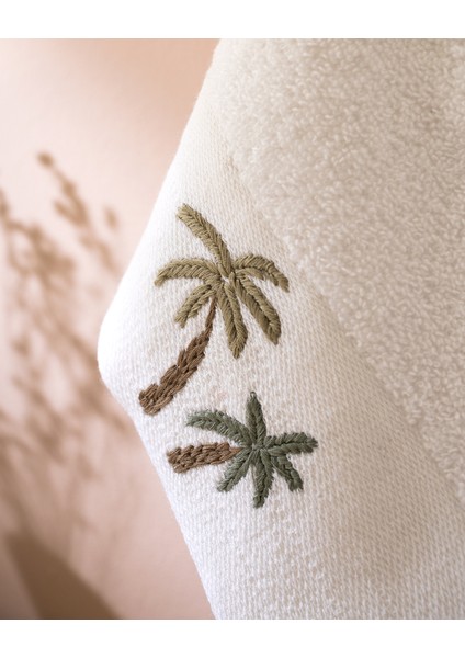 Palmy Nakışlı %100 Pamuk 2'li El Havlusu - Beyaz - 30X45 cm modelleri