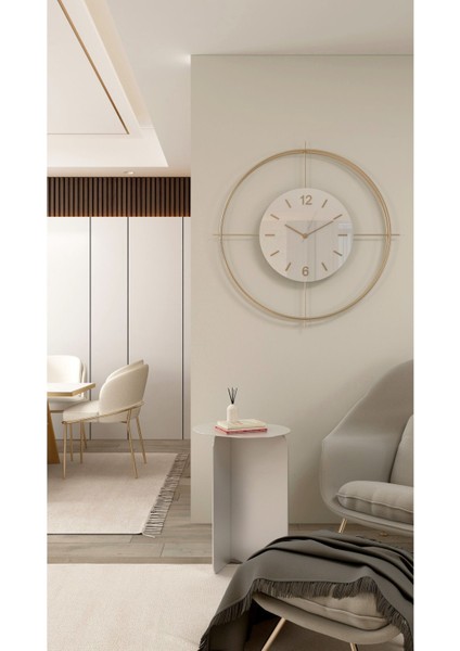 Büyük Boy (55*55 Cm) Gold Deluxe Ledli(Pilli) - Beyaz Göbek - Modern Dekoratif Metal Duvar Saati indirimleri