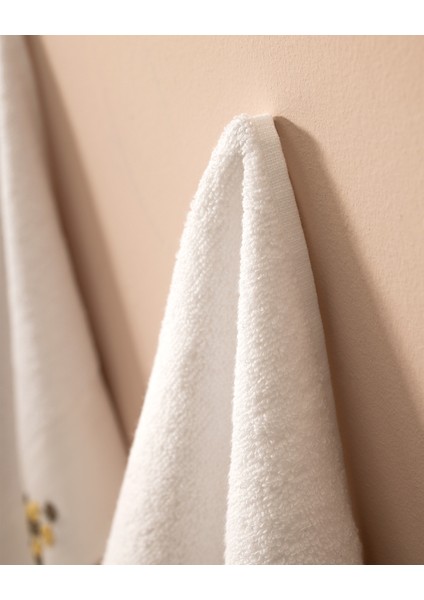 Felıcıty Nakışlı %100 Pamuk 2'li El Havlusu - Beyaz/haki - 30X45 cm fırsatları