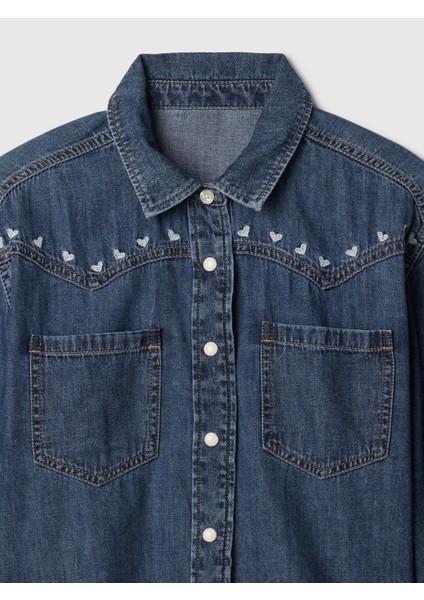 Kız Çocuk Lacivert Denim Western Gömlek fiyatları