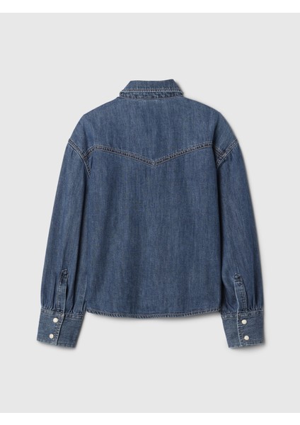 Kız Çocuk Lacivert Denim Western Gömlek modelleri