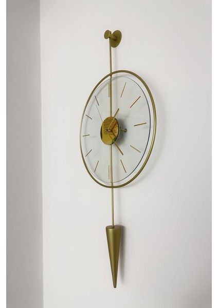 Masippi Glazing Gold Göbek, Modern Metal ve Cam Tasarım Duvar Saati modelleri