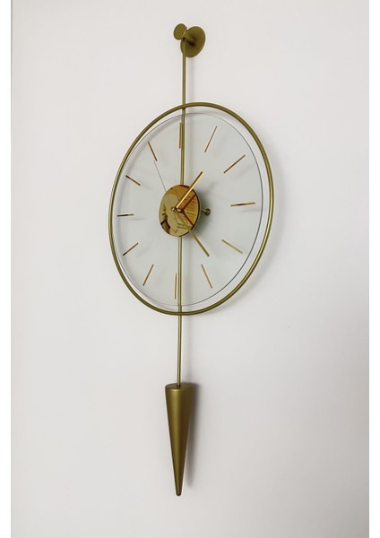 Masippi Glazing Gold Göbek, Modern Metal ve Cam Tasarım Duvar Saati indirimleri