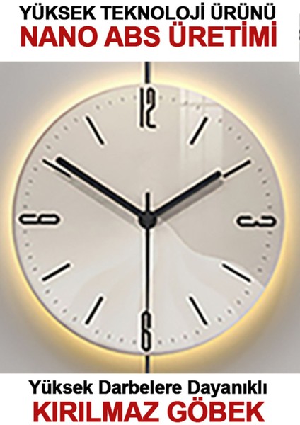 Led'li Siyah Masippi Nano Abs Kırılmaz Göbek 40X90 Cm, Modern Dekoratif Metal Duvar Saati fiyatları