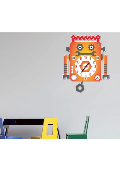 Ahşap Sarkaçlı Robot Çocuk Odası Duvar Saati fiyatları