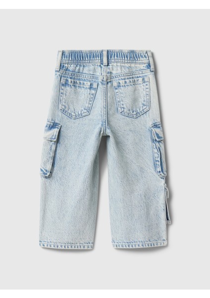 Kız Bebek Açık Mavi Ultrasoft Baggy Kargo Jean Pantolon