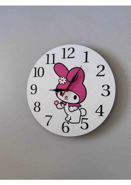 Dekoratif Ahşap Baskılı My Melody Temalı Çocuk Odası Duvar Saati 30*30 modelleri