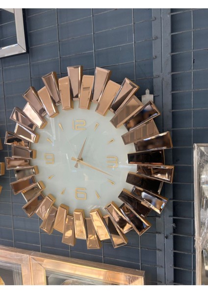 Art Mirror Elite Piyano Aynalı Saat 80CM Beyaz Bronz