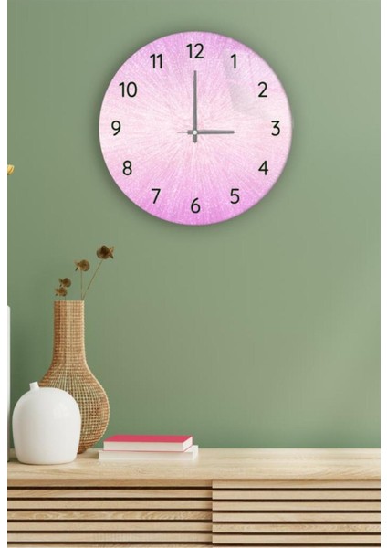 Çap 37 cm Dijital Pembe Dekoratif Cam Duvar Saati