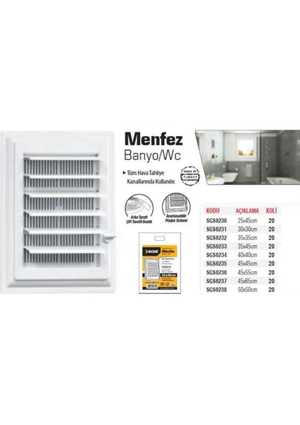 Havalandırma Menfezi 35*35