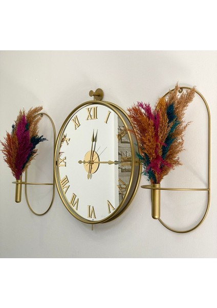 Duvar Saati Tinatti Gold 3lü Set Duvar Saati Çiçeklik fiyatları