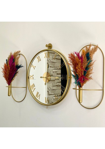 Duvar Saati Tinatti Gold 3lü Set Duvar Saati Çiçeklik modelleri