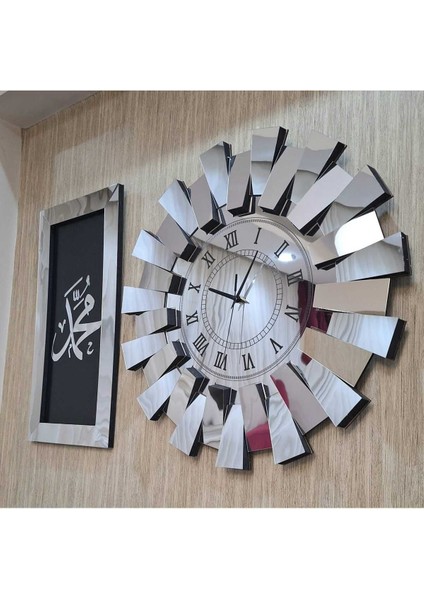 3 Lü Duvar Saati Piyano Model Allah Muhammed Lafzı Tablo Roma Rakam 3 Boyutlu Aynalı Pleksi Gümüş fiyatları