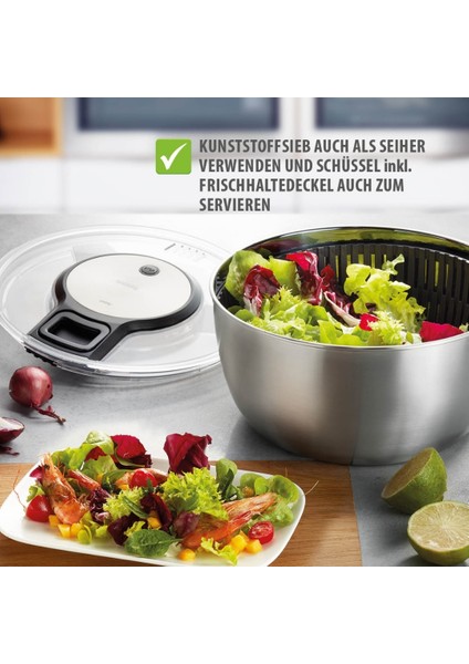 Speedwıng Salata Kurutucusu Paslanmaz Çelik Kaseli 5 L