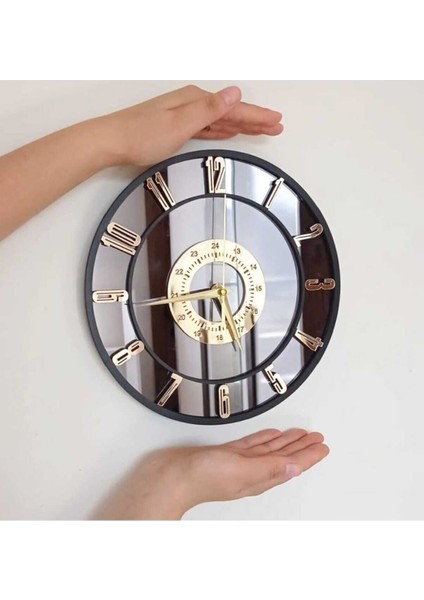 Küçük Boy Gerçek Ayna Duvar & Masa Saati 25 cm