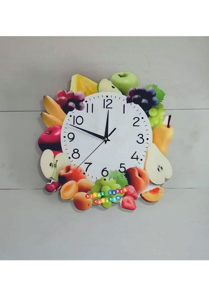Bilge Tasarım Mutfak (Kitchen) Meyveli Duvar Saati 35 x 35 cm