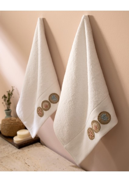 Tercet Nakışlı %100 Pamuk 2'li El Havlusu - Beyaz - 30X45 cm fiyatları