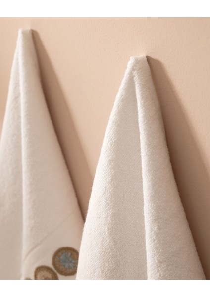 Tercet Nakışlı %100 Pamuk 2'li El Havlusu - Beyaz - 30X45 cm fırsatları