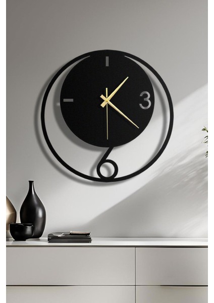 Eclipse Metal Duvar Saati, Modern Duvar Saati, Ev Ofis Dekorasyon, Hediyelik Sessiz Saat, 49X49 cm