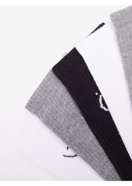 Erkek Siyah-Beyaz-Gri Desenli 5'li Soket Çorap indirimleri