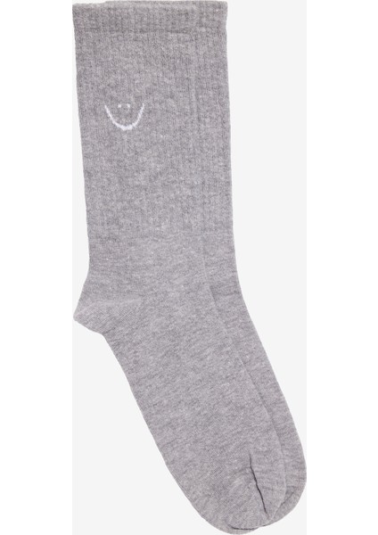 Erkek Siyah-Beyaz-Gri Desenli 5'li Soket Çorap