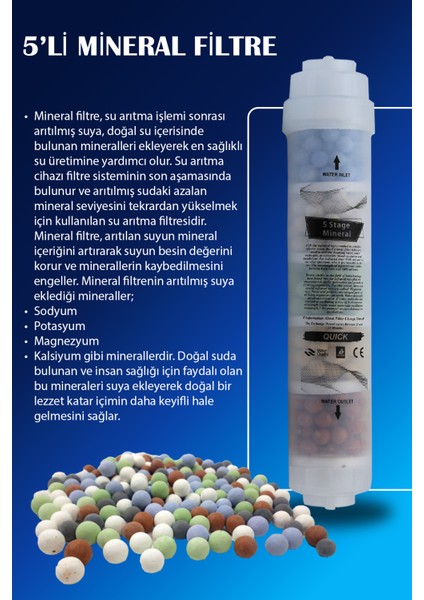 Açık Kasa Su Arıtma Cihazı Uyumlu 10'' Inch 10 Aşama Mineral Takviyeli Bakım Seti (VONTRON MEMBANLI)