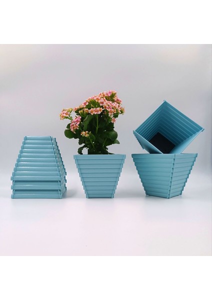 Elite Ahşap Desenli Çiçek Saksı 1,20 Lt (5 Adet Set) 1 Adet