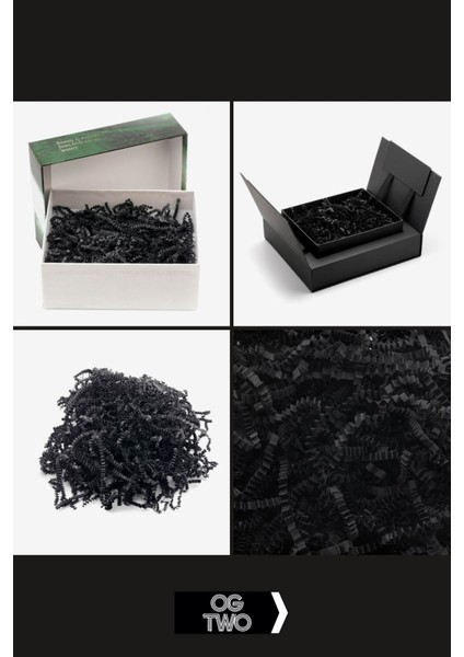Premium Zig Zag Kırpık Kağıt Hediye Kutusu Süsleme Için Dolgu Pelur Kırpıntı Kağıt 50 gr Siyah 1 Adet