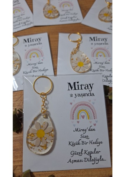 Elite Papatyalı Anahtarlık Gökkuşağı Kartlı Bebek Doğum Günü Babyshower Hediyelikleri 10 Adet 1 Adet modelleri