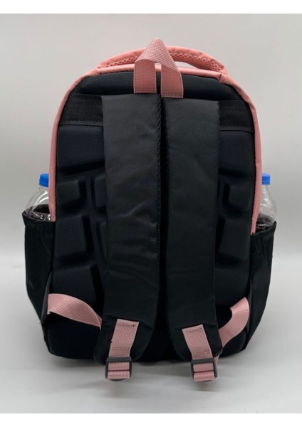 Ilk Okul Çantası 3'lü Seti Unisex Çocuk Ilkokul Çantası HRM-8010 Pudra-Siyah