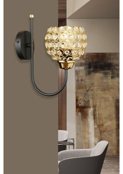 Siyah Baston Kristal Modern Aplik