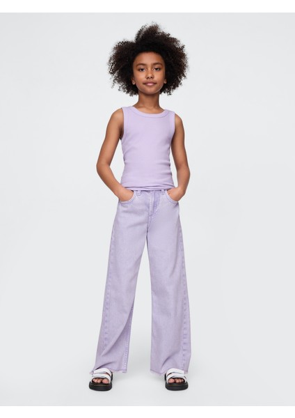 Kız Çocuk Lila Ultrasoft Low Rise Stride Wide-Leg Jean Pantolon