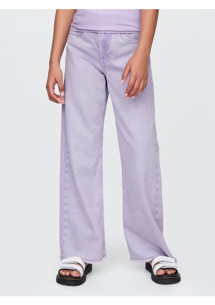 Kız Çocuk Lila Ultrasoft Low Rise Stride Wide-Leg Jean Pantolon