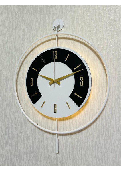 50X70 cm Metal Ahşap ve Işığın Muhteşem Uyumu Duvar Saati Dekoratif fırsatları