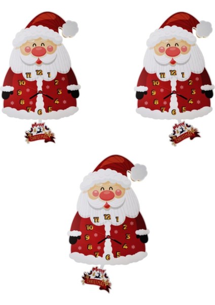 Ahşap Sarkaçlı Noel Baba Duvar Saati 50X30 cm