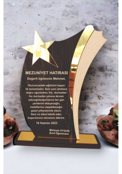 Kişiye Özel Mezuniyet Hatırası Ahşap Plaket 1 Adet