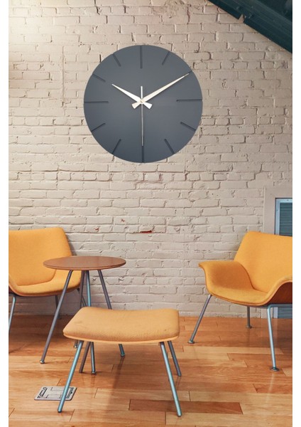 Dekoratif Özel Tasarım Ahşap El Yapımı Duvar Saati 34 x 34 cm Minimalist Grafiti Gri fiyatları