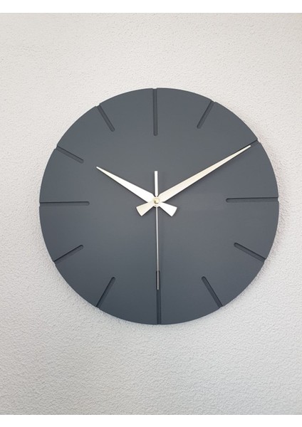 Dekoratif Özel Tasarım Ahşap El Yapımı Duvar Saati 34 x 34 cm Minimalist Grafiti Gri fırsatları