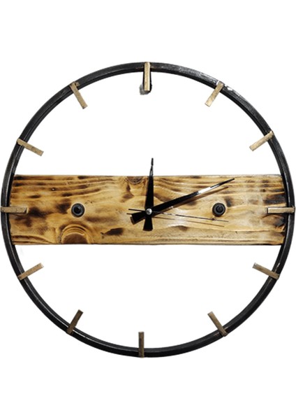 Ahşap Metal 42 cm Duvar Saati