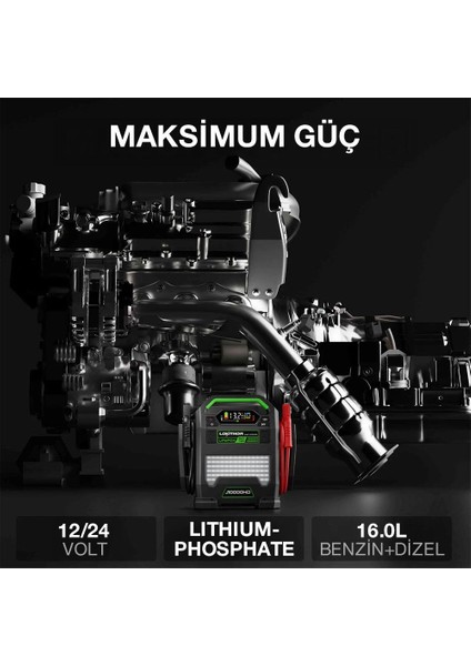 J10000HD 12V/24V 10.000AMP Lifepo4 Akıllı Akü Takviye + Powerbank + LED Lamba modelleri