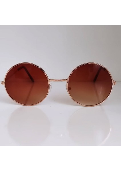 Yuvarlak Güneş Gözlüğü Kahverengi Gold Unisex fiyatları
