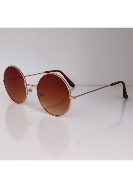 Yuvarlak Güneş Gözlüğü Kahverengi Gold Unisex modelleri