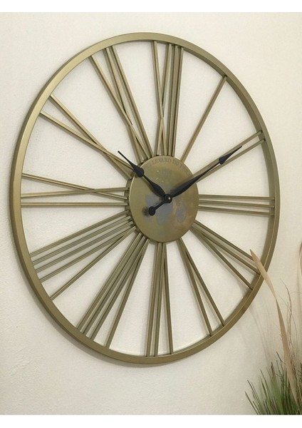 Ultima 2689 Parlak Gold Metal Roma Rakam Duvar Saati Özel Renk