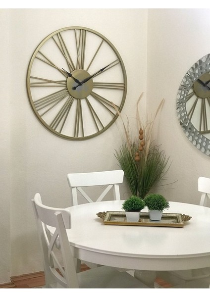 Ultima 2689 Parlak Gold Metal Roma Rakam Duvar Saati Özel Renk fırsatları