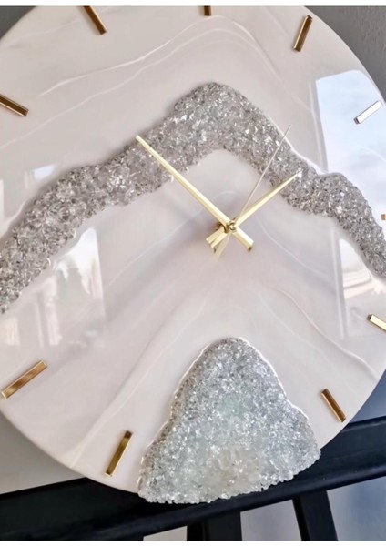 Epoksi Tasarımlı Şık Duvar Saati - 40 cm Çap