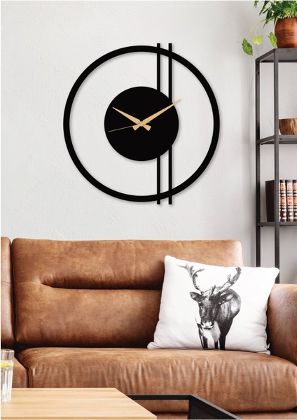 Double Line Metal Siyah Duvar Saati - Ev / Ofis Saati - Hediye Saat - 100 x 97 cm fırsatları