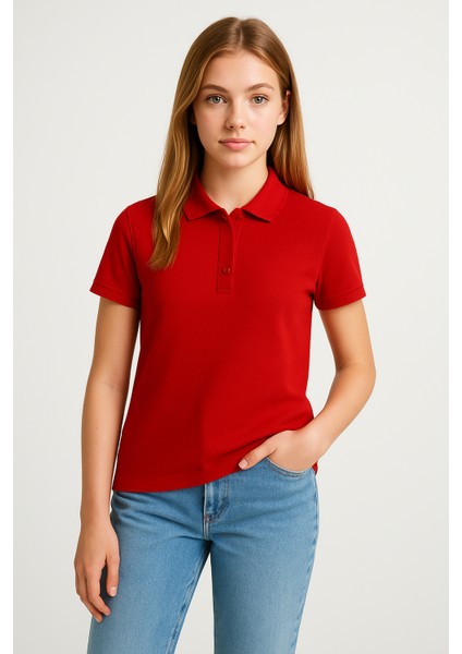 Kadın Polo Yaka Tişört Şık, Basic, Pamuklu Kısa Kollu Yazlık T-Shirt Nefes Alan Kumaş, Günlük & Şık