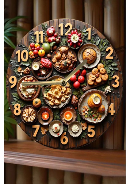 Sessiz Yuvarlak Ahşap Duvar Saati, Kuvars Hareketli 3D Görünümlü 2d Saat SDW133