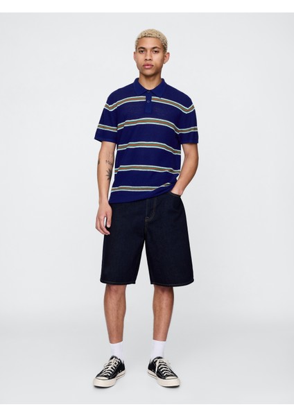 Erkek Koyu Mavi Dokulu Kroşe Polo T-Shirt indirimleri